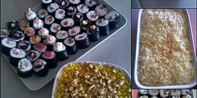 Салат с креветками и суши по проверенному рецепту