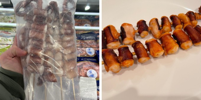 В магазины завезли замороженные шашлычки из гигантского кальмара