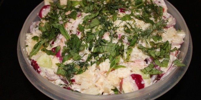 Овощной салат «Минский» с квашеной капустой